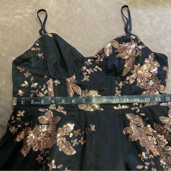 NWOT Lulus Glittering Personality Black Sequin Skater Bustier Mini Dress - Picture 6 of 9